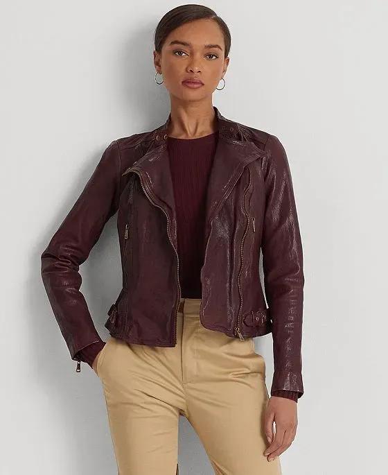 Women's Tumbled Leather Moto Jacket