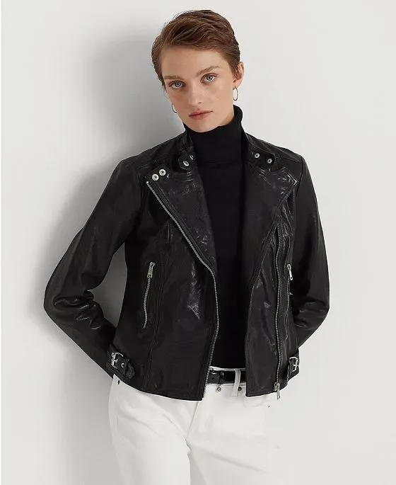 Women's Tumbled Leather Moto Jacket