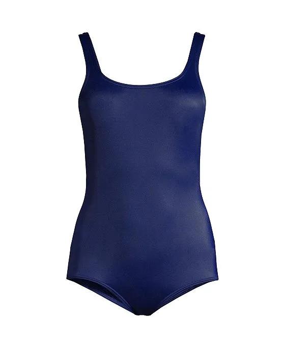 Women's Tummy Control Scoop Neck Soft Cup Tugless Sporty One Piece Swimsuit