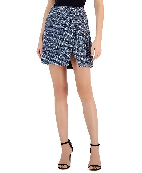 Women's Tweed Button-Up Mini Skirt
