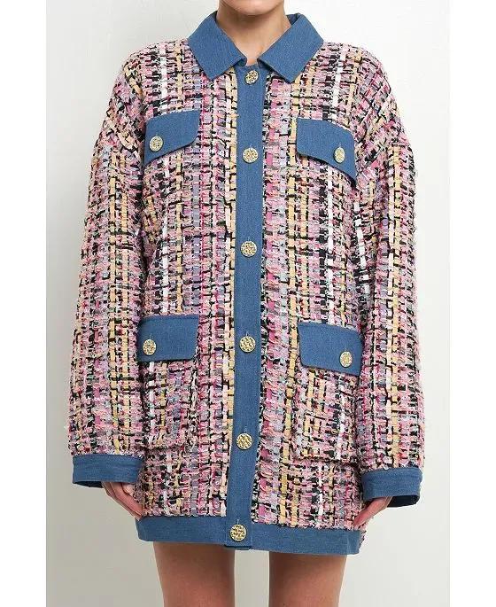 Women's Tweed & Denim Combo Jacket