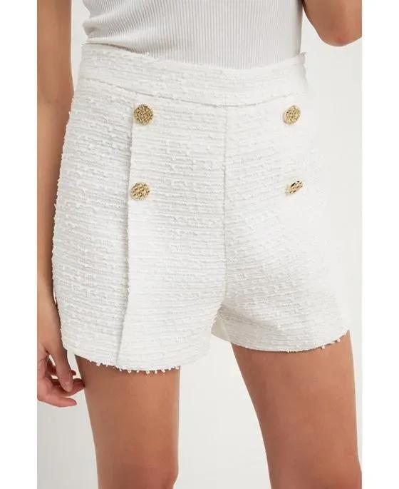 Women's Tweed Double Button Shorts