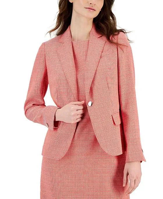 Women's Tweed One-Button Notch-Collar Jacket