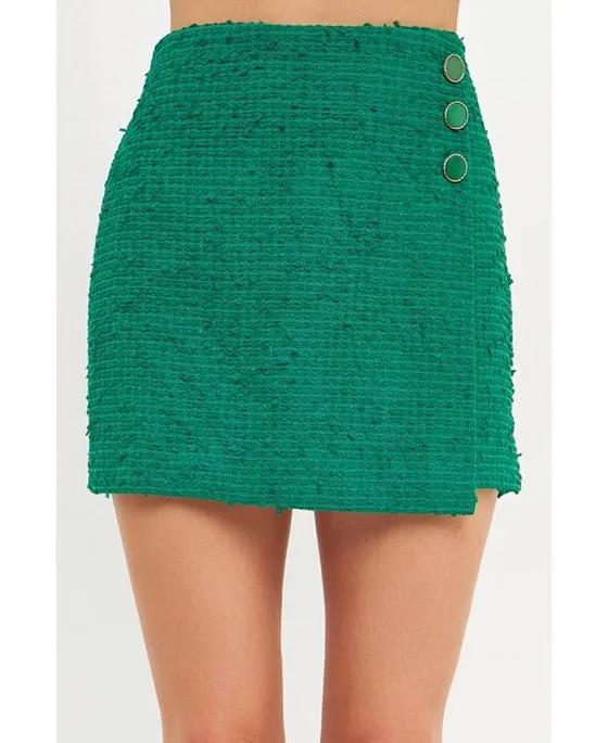 Women's Tweed Three Button Fitted Skirt