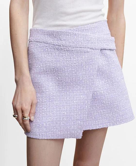 Women's Tweed Wrap Mini-Skirt