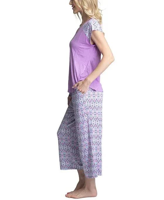 Women's Twinning 2-Pc. Short Sleeve & Capri Pajama Set