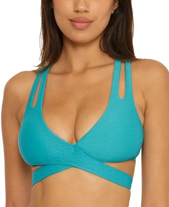 Women's Vibes Faux-Wrap Bikini Top