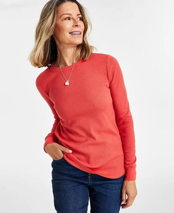 Women's Waffle-Texture Pullover Top, Created for Macy's