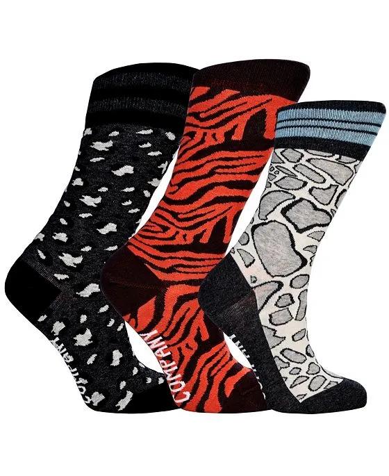 Women's Wild Cats Bundle of Cotton, Seamless Toe Premium Colorful Animal Print Patterned Crew Socks, Pack of 3