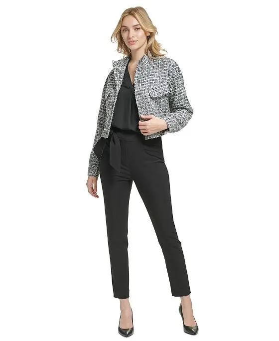 Women's X-Fit Cropped Tweed Bomber Jacket