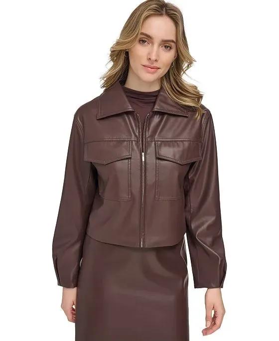 Women's X-Fit Faux-Leather Zip-Front Jacket