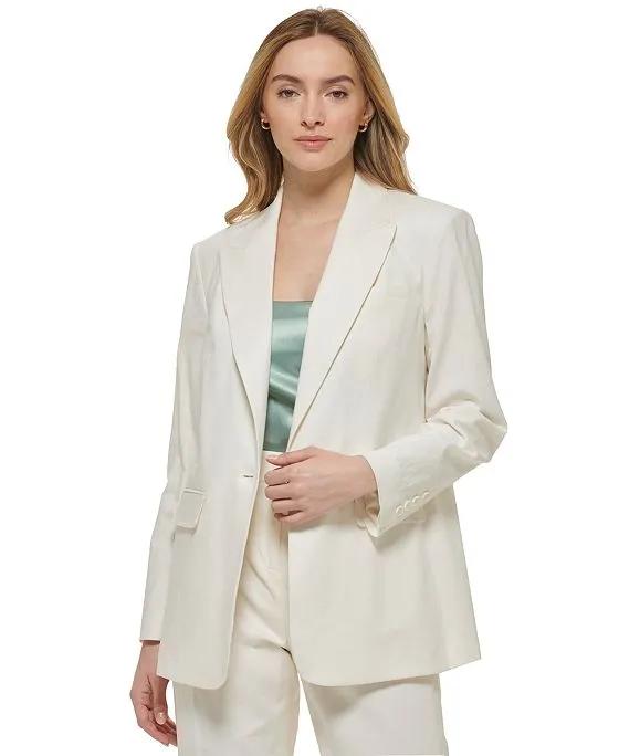 Women's X-Fit Single Button Linen Blend Blazer