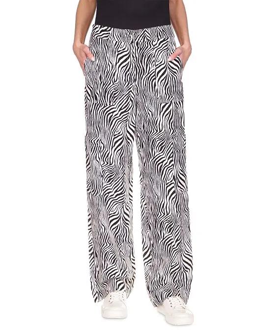 Women's Zebra Linen Cargo Pants