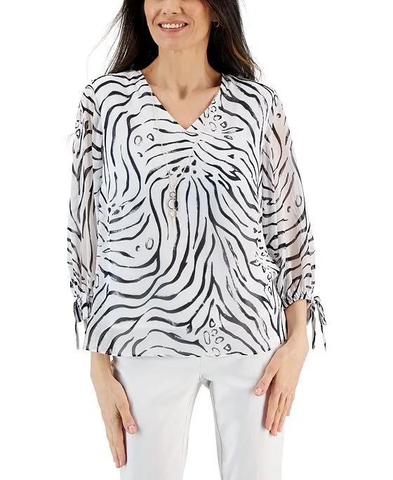 Women's Zebra Print Necklace Top, Created for Macy's