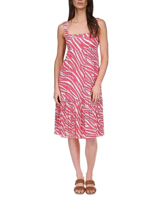 Women's Zebra Sleeveless Midi Dress