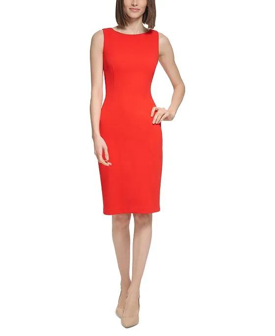 Women's Zipper-Trim Sleeveless Sheath Dress