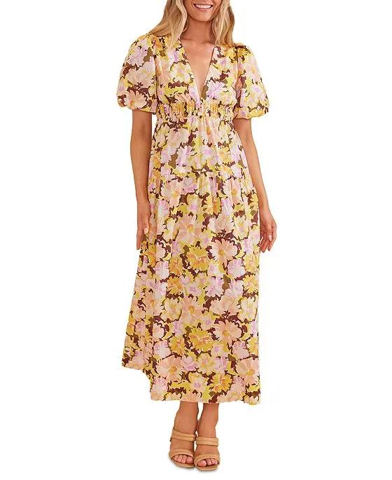 Women's Zoey Cotton Puff-Sleeve Midi Dress