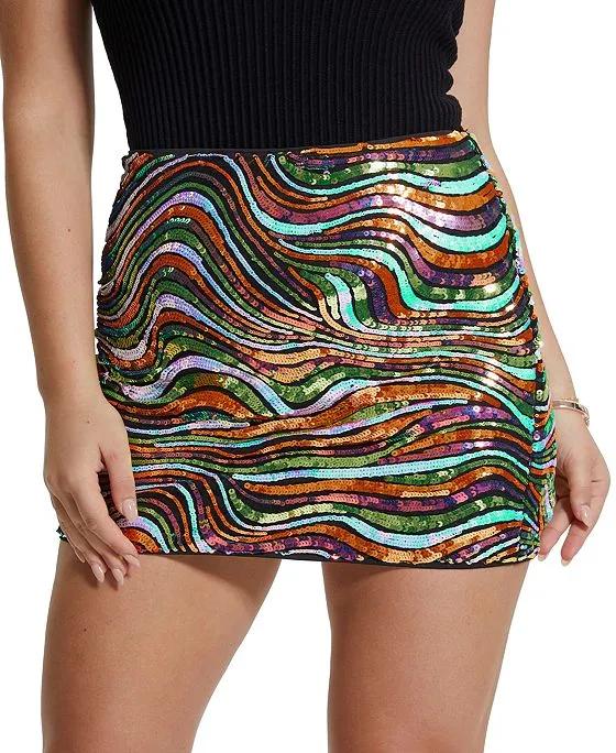 Women's Zuley Sequin-Design Mini Skirt