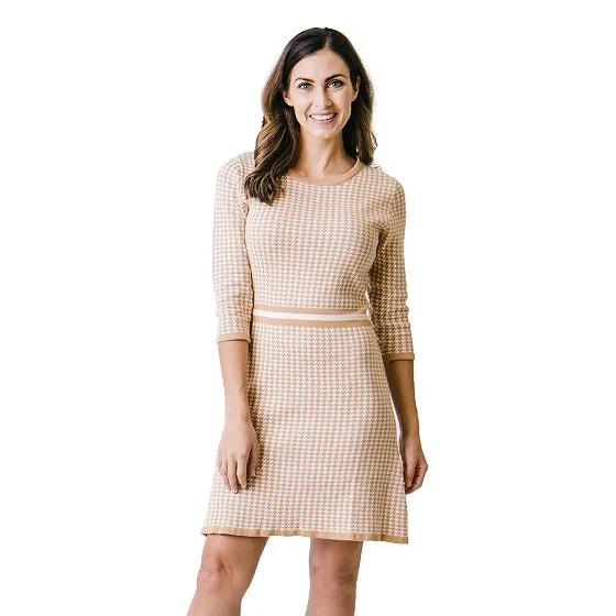 Womens' 3/4 Sleeve Fit and Flare Sweater Dress