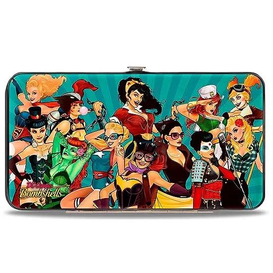 Womens Buckle-down Hinge - 12-dc Bombshells Group Pose/Rays Blues Wallet, Multicolor, 7 x 4 US