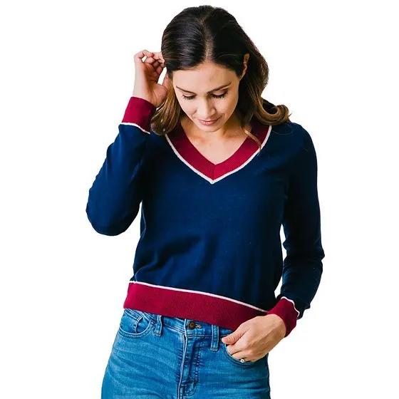 Womens' Long Sleeve Fine Gauge V-Neck Sweater