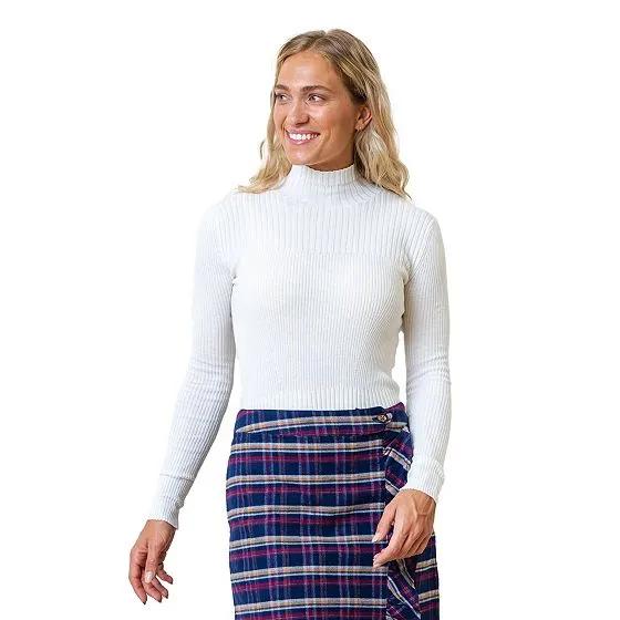 Womens' Long Sleeve Mock Neck Rib Knit Sweater