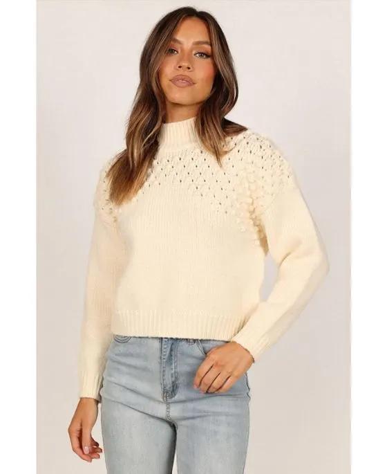 Womens Mia Textured Shoulder Knit Sweater