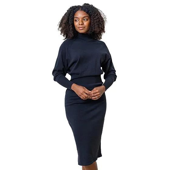 Womens' Mock Neck Dolman Sleeve Sweater Dress