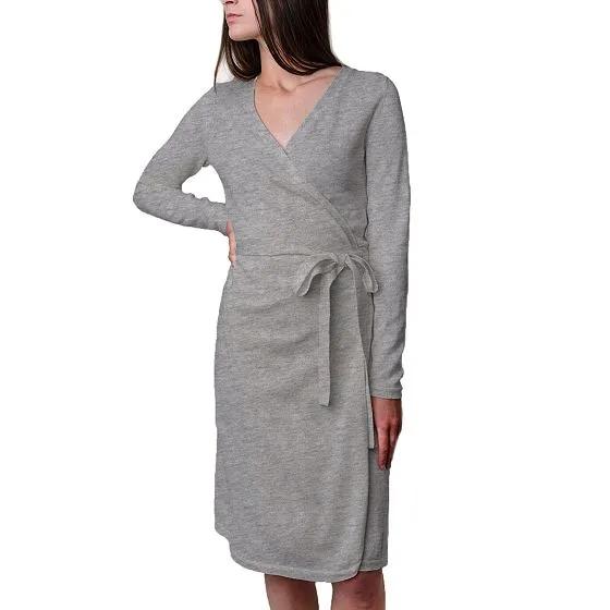 Womens' Organic Cotton Wrap Sweater Dress