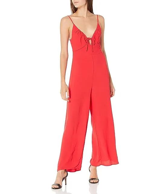 Womens Sleeveless Scoop Neck Cicley Wide Leg Jumpsuit