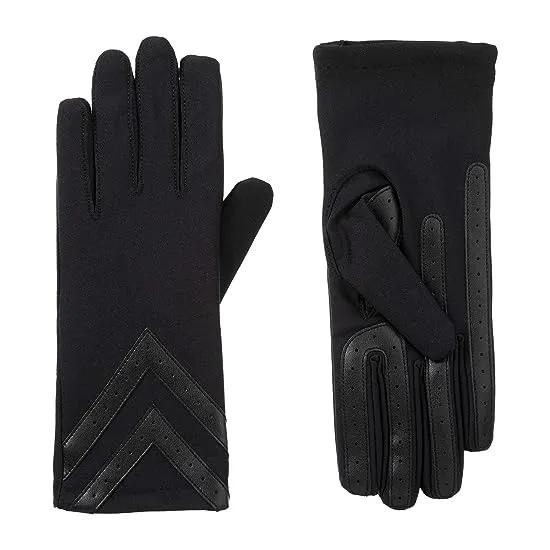 Womens Spandex Touchscreen Cold Weather Gloves with Warm Fleece Lining and Chevron Details