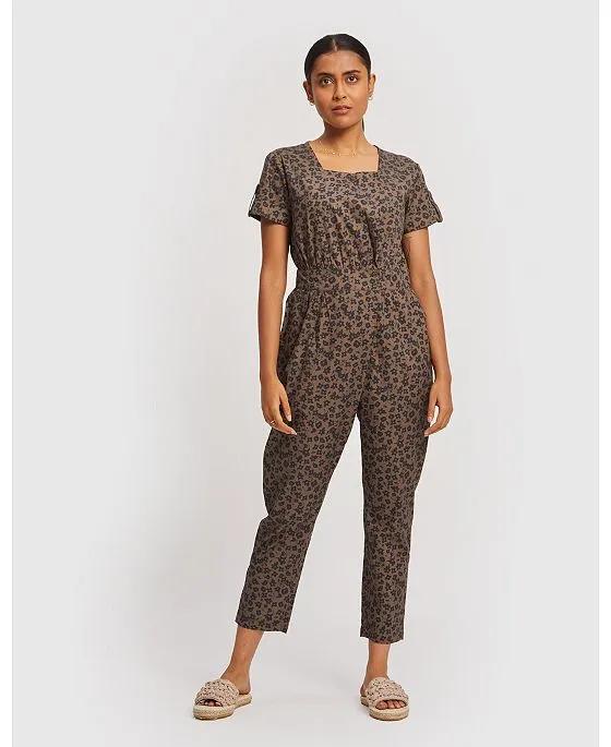 Womens Spotted Overlap Jumpsuit
