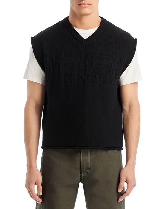 Wool Blend V Neck Sweater Vest 