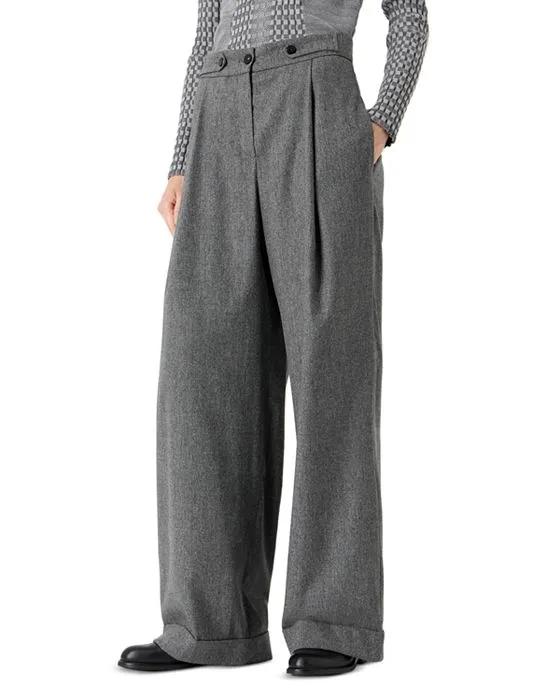 Wool & Cashmere Blend Tab Waist Trousers