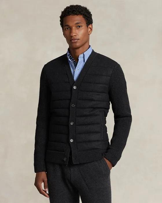 Wool & Cashmere Quilted Regular Fit V Neck Cardigan