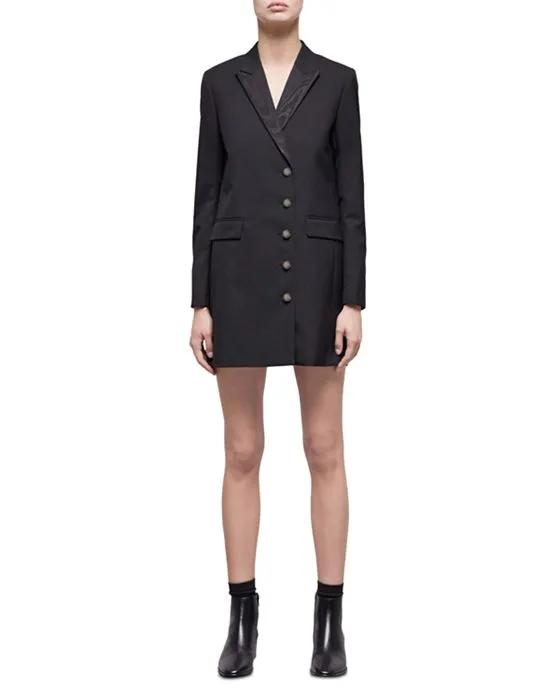 Wool Double Breasted Notch Collar Dress