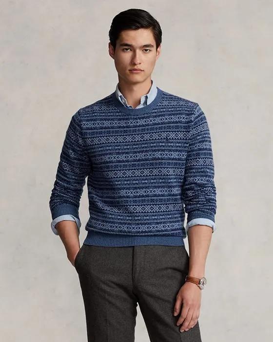 Wool Fair Isle Jacquard Regular Fit Crewneck Sweater 
