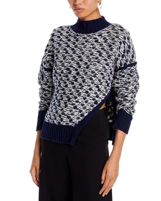Wool Float Jacquard Cutaway Sweater