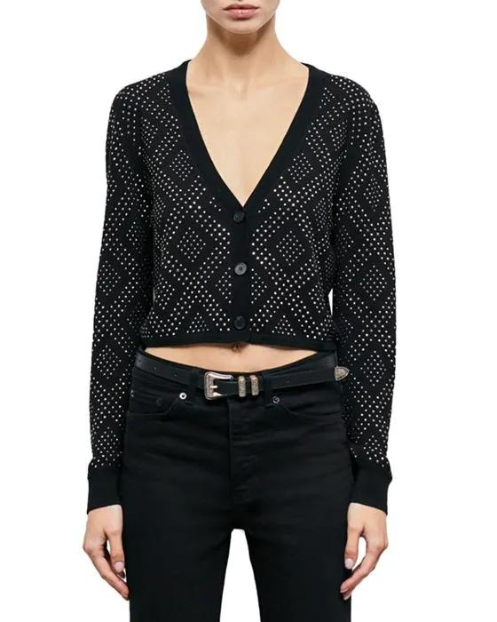 Wool Studded Cropped Cardigan