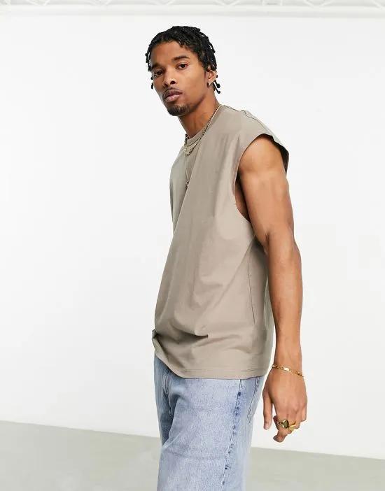 worker oversized tank top in charcoal