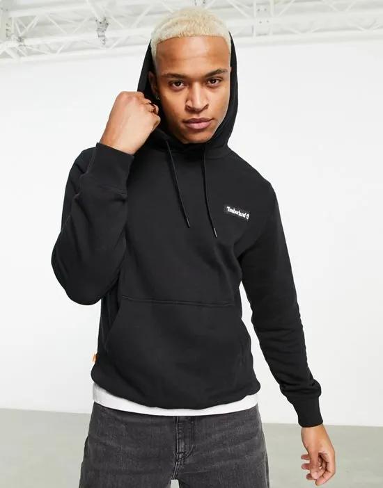 woven logo hoodie in black