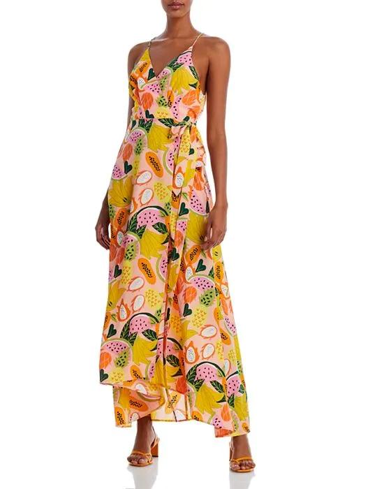 Wrap Front Fruit Print Maxi Dress - 100% Exclusive