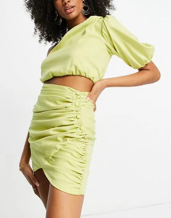 wrap front mini skirt in light green - part of a set