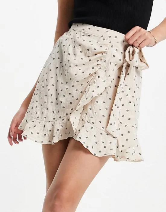 wrap mini skirt in floral print