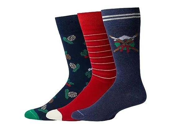 Wreath & Skis 3-Pack Socks