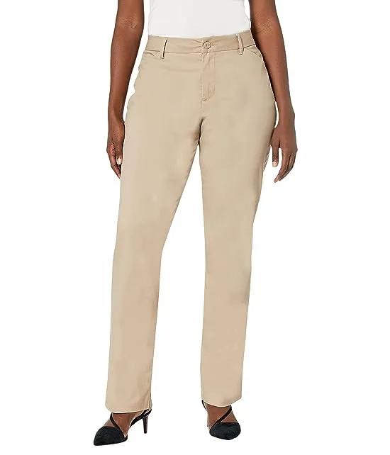 Wrinkle Free Relaxed Fit Straight Leg Pants Mid-Rise