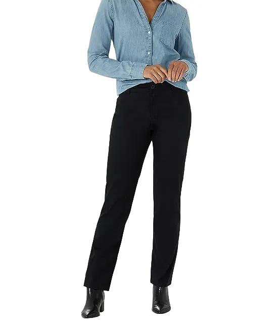 Wrinkle Free Relaxed Fit Straight Leg Pants Mid-Rise