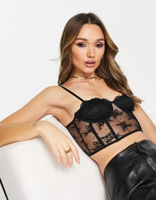 x Angelica Blick lace corset top in black