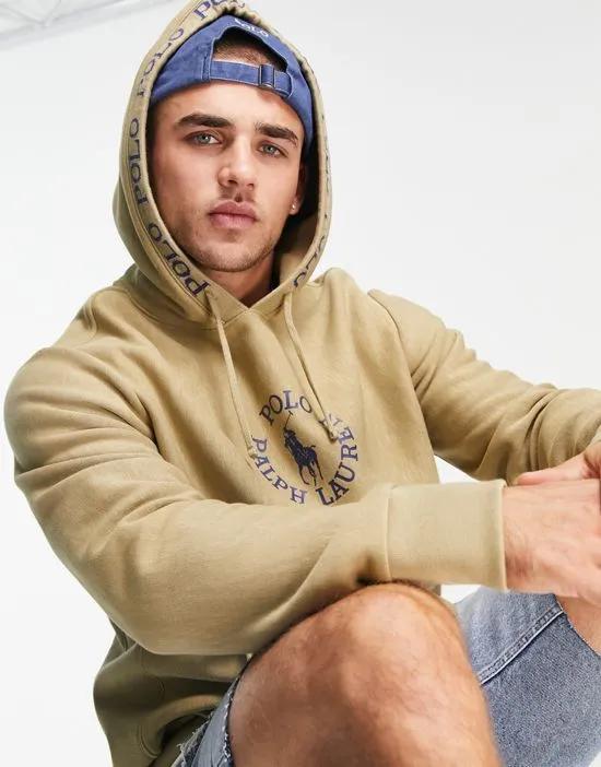 x ASOS Exclusive collab hoodie with chest circle logo and hood logo taping in tan