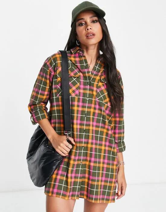 x ASOS exclusive Lorna shirt dress in check